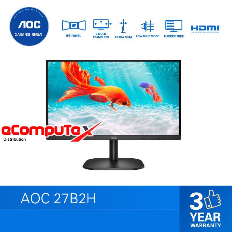 MONITOR AOC 27B2H 27 INCH / MONITOR LED AOC 27B2H 27&quot; GARANSI RESMI