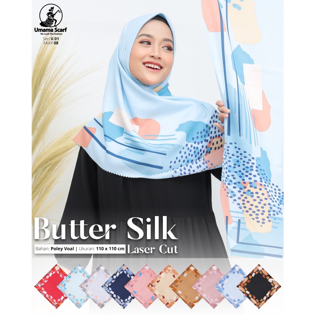 Segiempat Motif Hijab SILK OLIVIA MOTIF UMAMA 110x110 Butter Silk Velvet Motif-Design 8 Butter