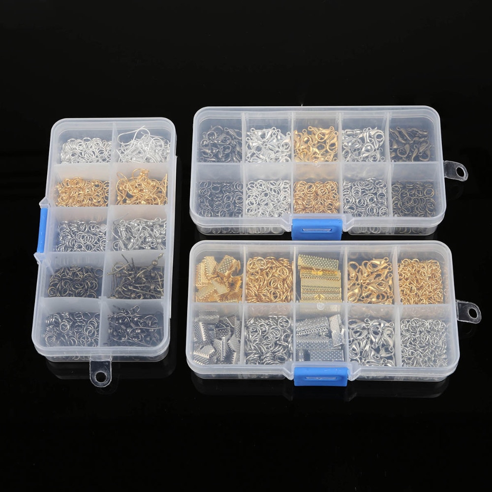 Kotak Rantai Ekstender Cincin Tunggal / Lobster Clasp / Crimp End / Extender Untuk Membuat Perhiasan Anting Manik-Manik Diy