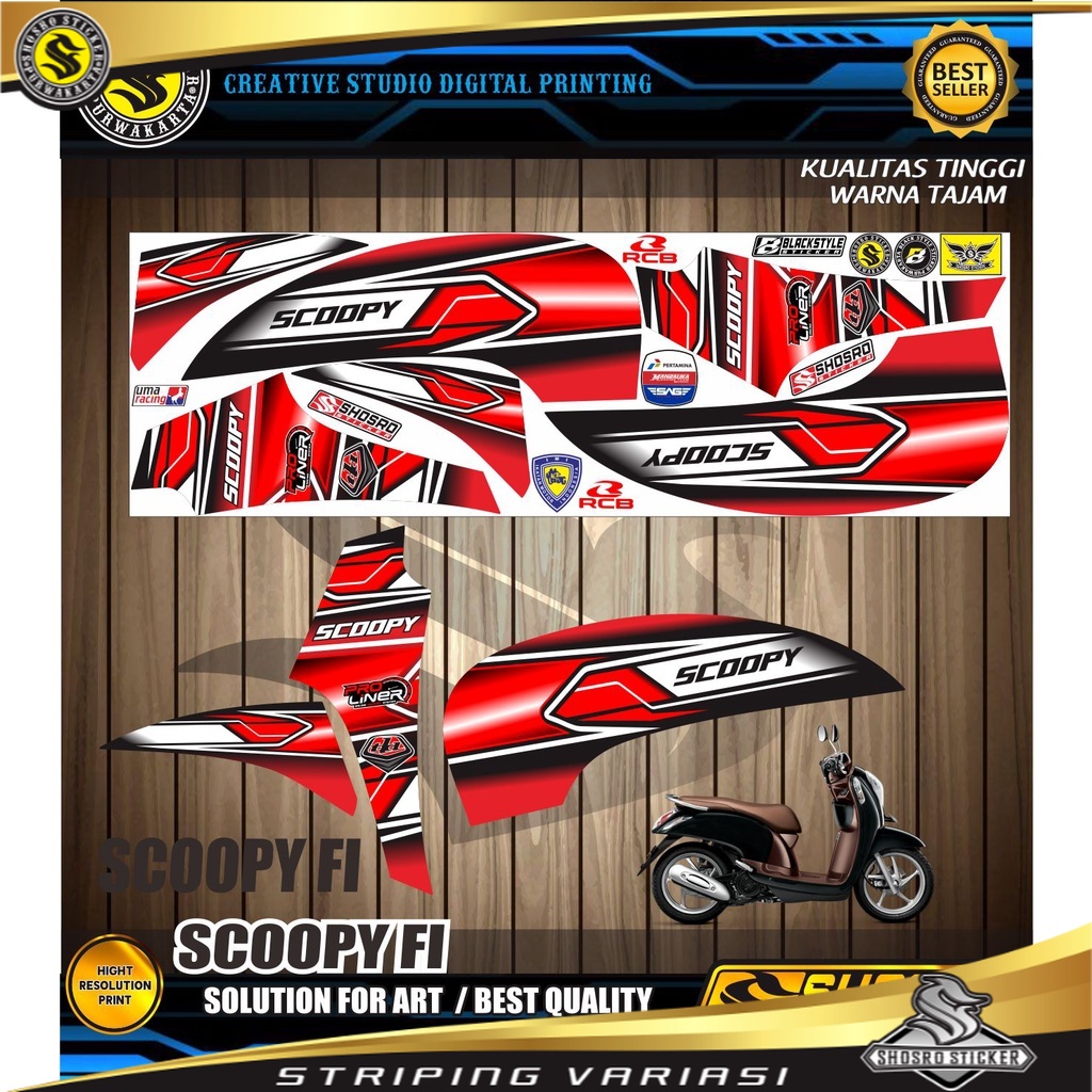 Jual STIKER COD VARIASI HONDA SCOOPY FI STRIPING STICKER ALL SCOPPY VARIASI TERBARU RACING