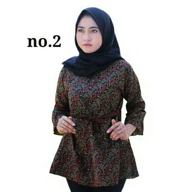 Atasan Blouse Batik Wanita Modern Fashion Wanita Kekinian Brokat Batik