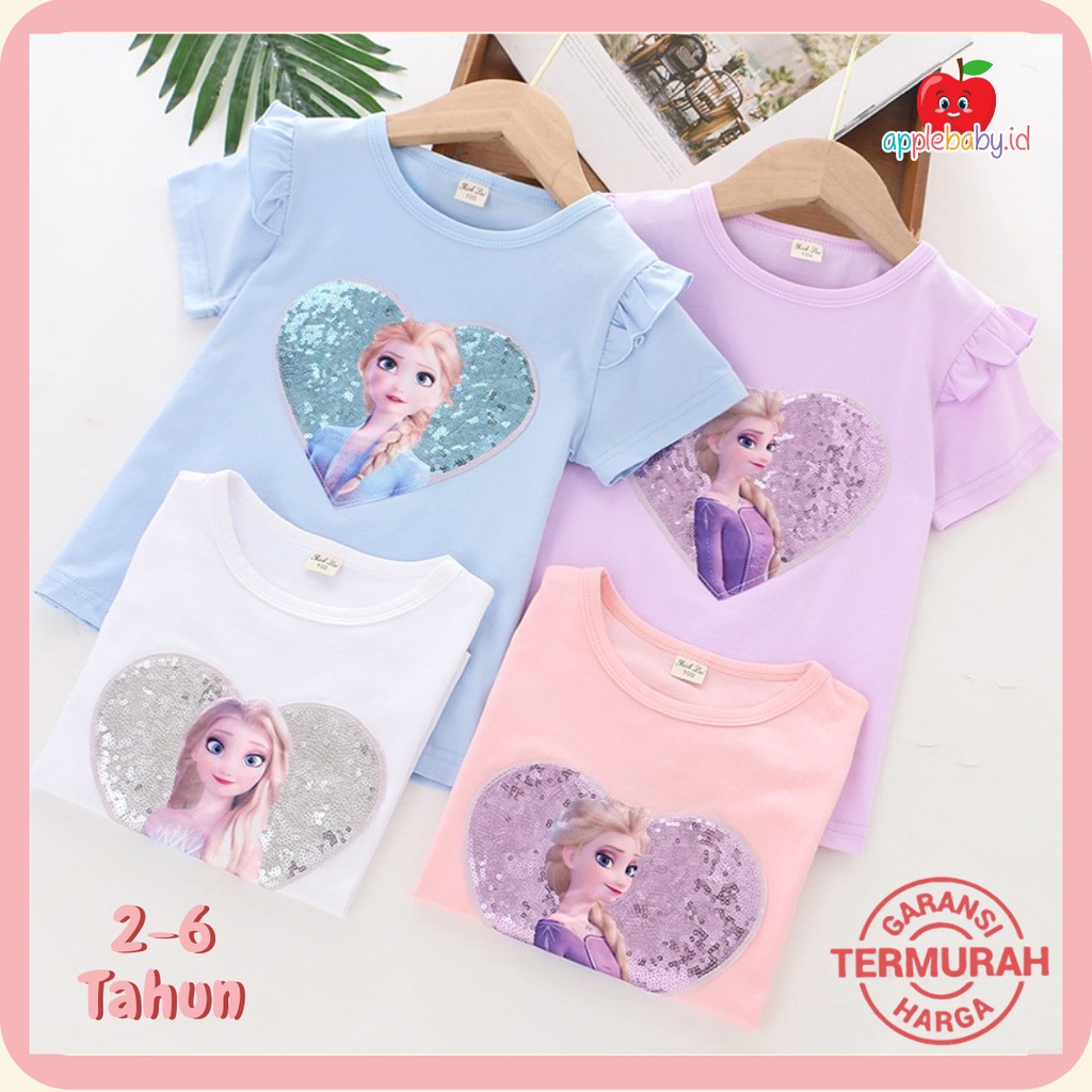 Kaos Frozen Anak Kaos Anak Cewek Kaos Anak Perempuan Kaos Sequin Kaos Elsa Kaos Anna Atasan Frozen K