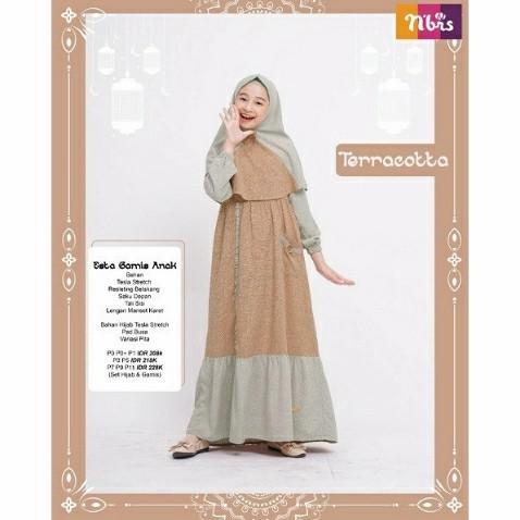 Set Baju Gamis Hijab Anak Perempuan Muslim Sarimbit Esta Nibras 2021