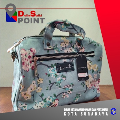 Tas Wanita Warna Biru Motif Bunga