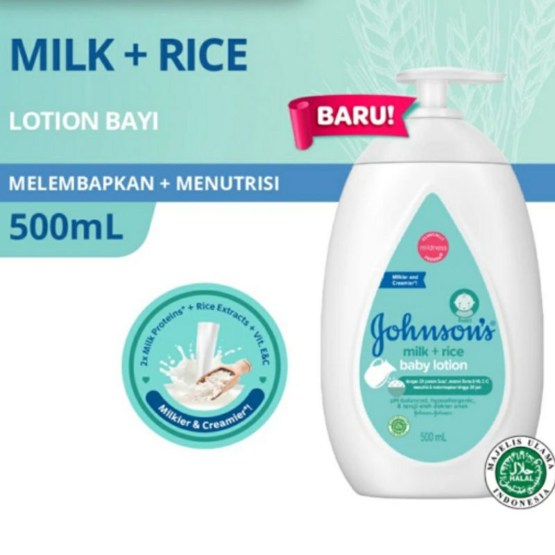 Jual Johnsons Baby Milk Rice Lotion 500ml Shopee Indonesia