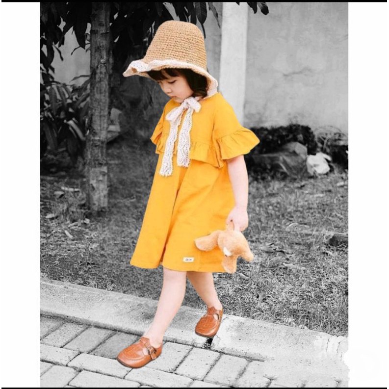 (1-5 Tahun) Baju Dress Anak Perempuan Cewek Smilee Ruffle Usia 1 2 3 4 5 Tahun