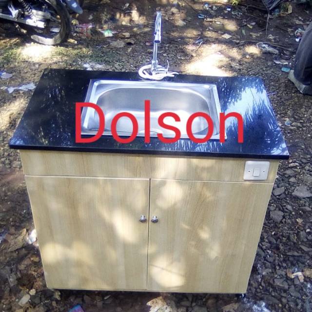 Portable Sink Wastafel 60 liter Elektrik Granit Top Table