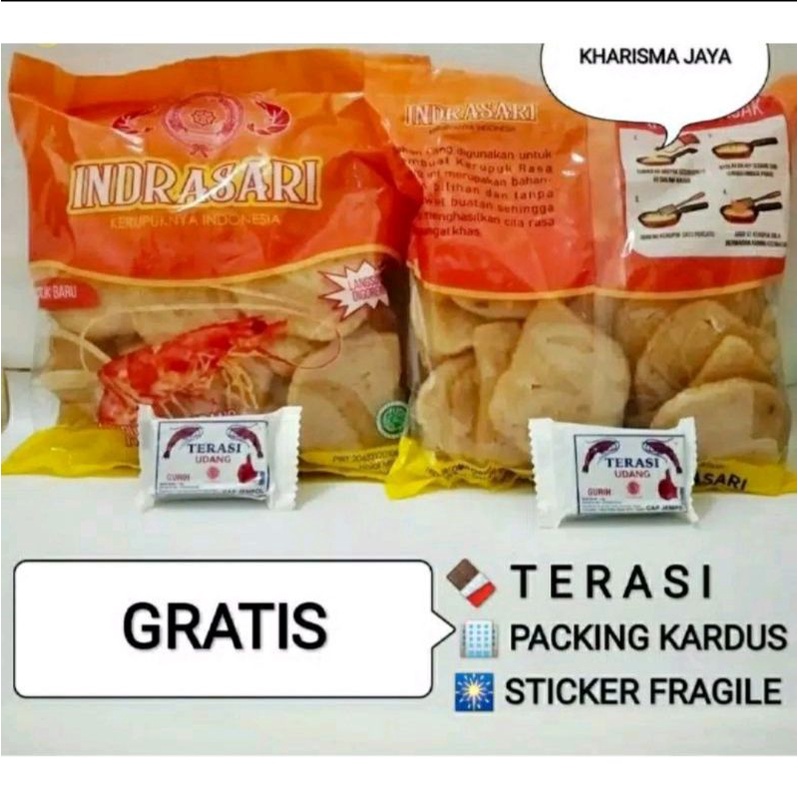 

OLEH2 KHAS CIREBON KERUPUK UDANG INDRASARI SEDANG @250 GR GRATIS TERASI