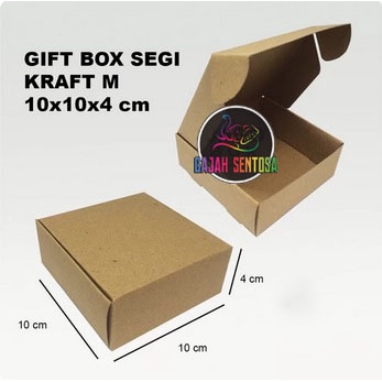 

KOTAK / BOX GIFT / HADIAH SOUVENIR SEGI 4 KRAFT 10x10x4 cm