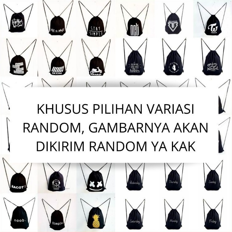 Part 11 String bag KPOP kain Drill Tas ransel punggung serut drawstring olahraga futsal sekolah kampus kuliah string bag sablon bahan drill ||Kiiyoomii