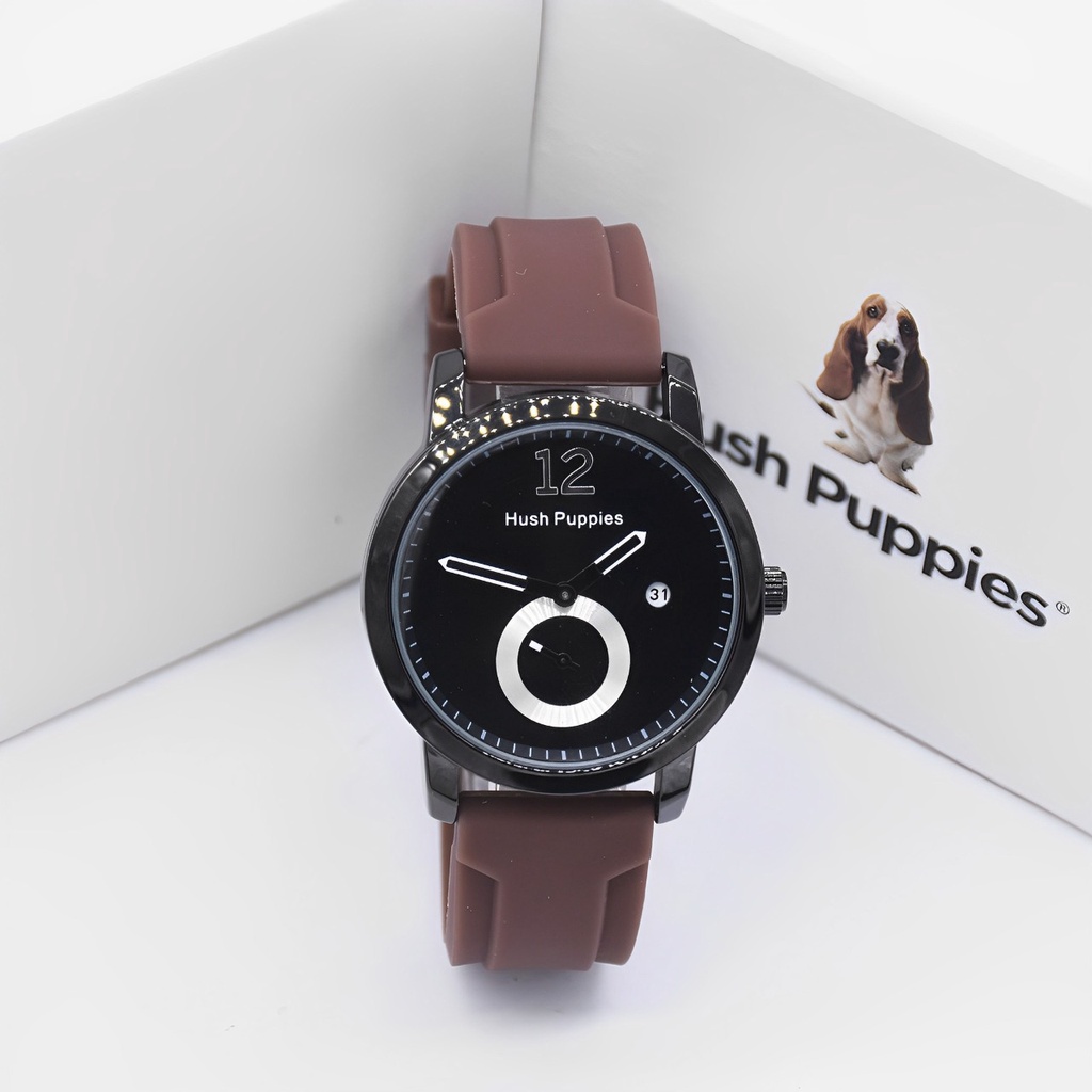 Grosiran Jam Tangan Wanita Hush Puppies 4100LI Analog Strap Rubber Tanggal Detik Aktif Free Box Exclusive dan Baterai Cadangan (COD)