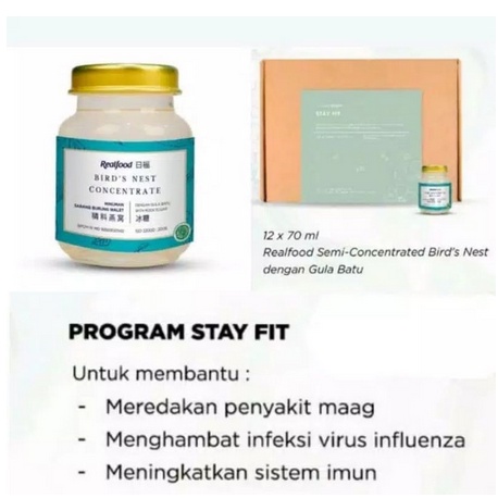 

Realfood Program Stay Fit IMUNITAS 1 BOX (12 BOTOL x 70ml) MINUMAN SARANG WALET ORIGINAL