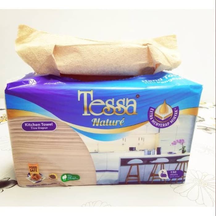 Tissue TESSA Handtowel - Tissue Serap Minyak NATURE - Tessa Nature Daur Ulang - Dapur 150 Sheet