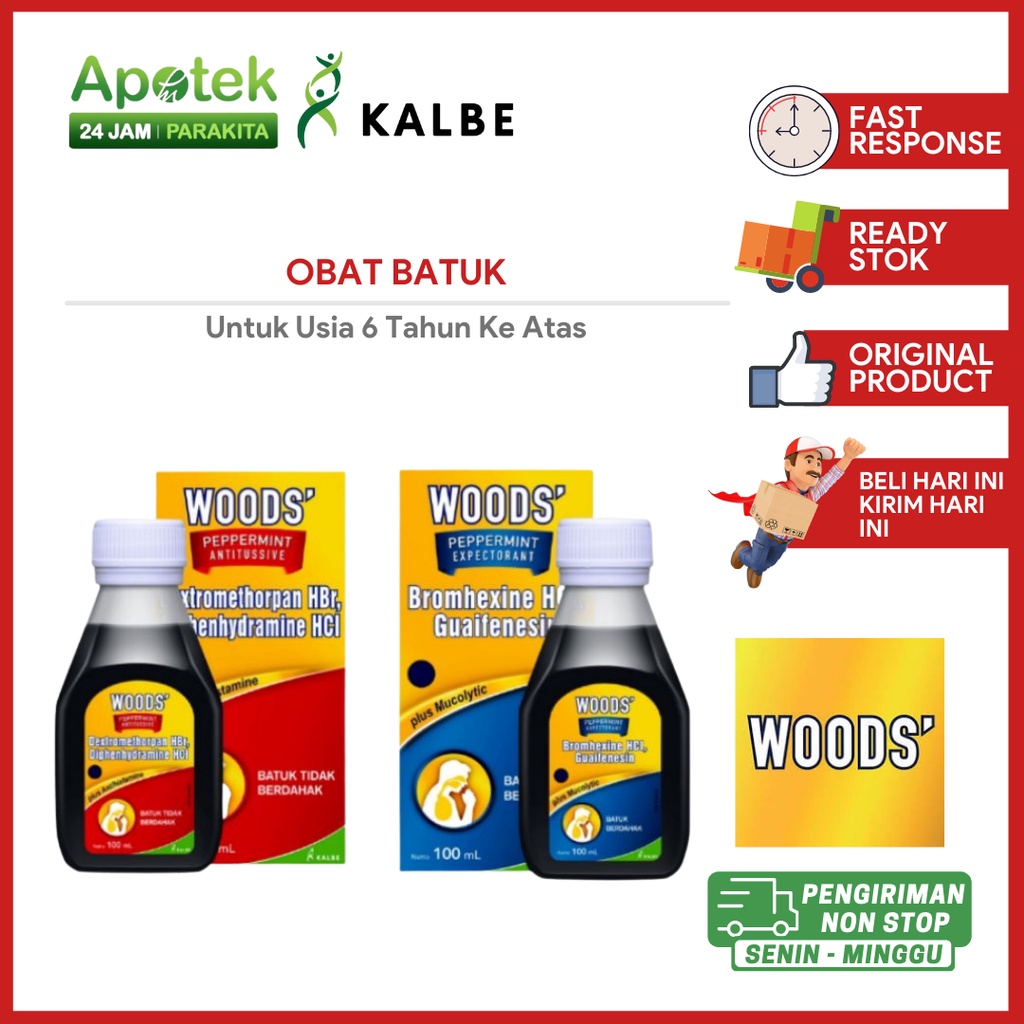 Jual Woods Sirup/ Herbal Ekspektoran Antitussive Batuk Kering Untuk