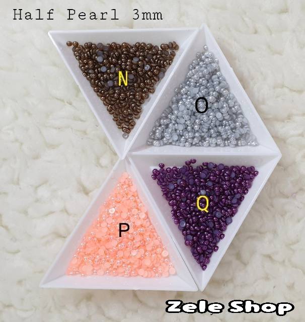 Half Pearl Warna / Mutiara Belah ukuran 3mm (Premium Quality)