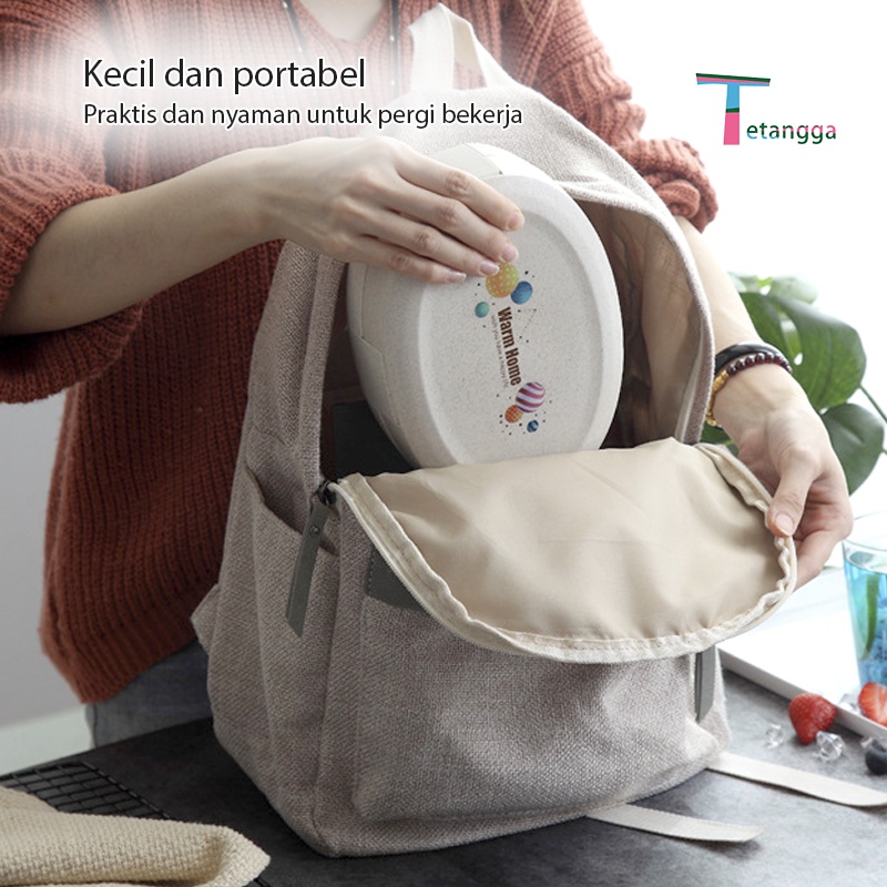 Jerami Gandum Kotak Makan Anti Tumpah Lunchbox Microwavable Anti Tumpah Sekat Free Sendok -Bpa Free