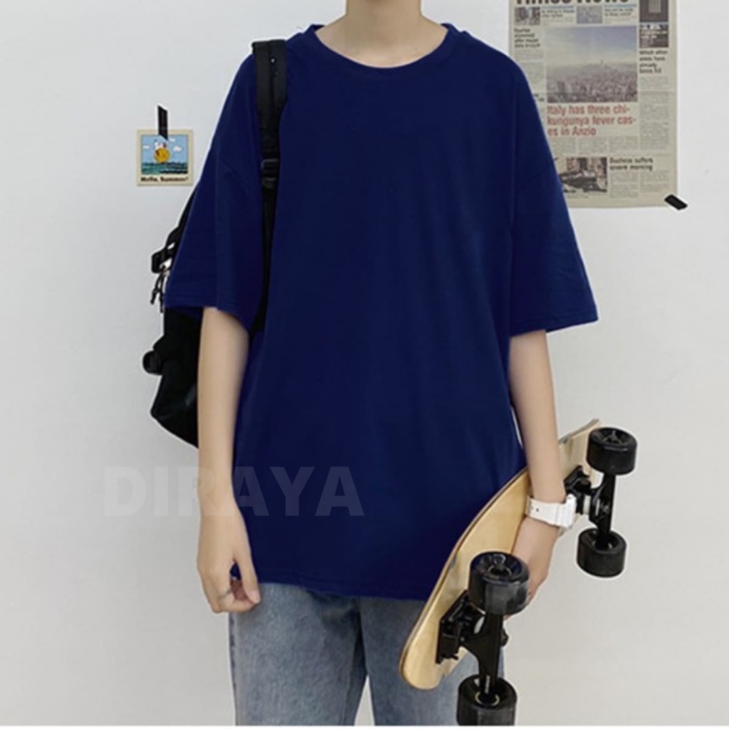 Diraya Kaos Oversize Korea Pria &amp; Wanita Unisex Cotton Combed Premium Big Size Korean Style Tshirt