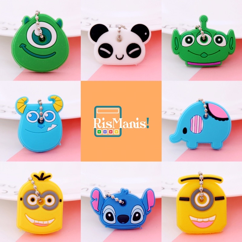 CUTE KEY COVER Sarung Pelindung Penutup Kunci Karakter Kartun Lucu Silikon Lembut Gantungan Praktis