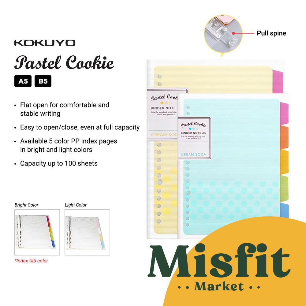 KOKUYO Pastel Cookie Loose Leaf Notebook Binder w/ Index Tabs A5 B5 A4 BRIGHT PASTEL