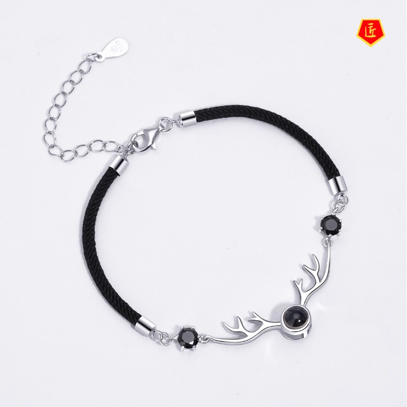 [Ready Stock]Simple Couple Red Rope Small Antlers Bracelet