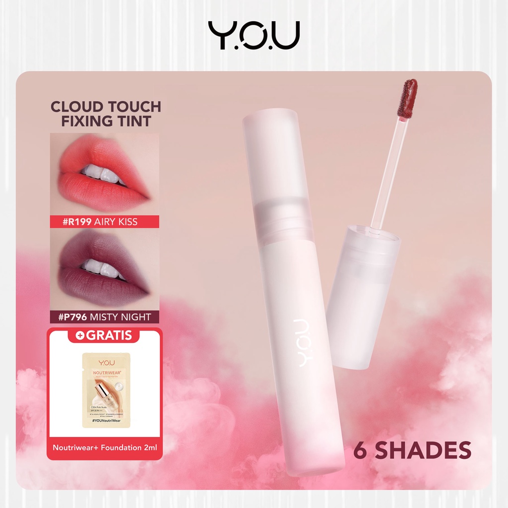 ★ BB ★  Y.O.U Cloud Touch Fixing Lip Tint | Soft Velvet Finish Lip Stain | Korean Style Lipstik Bibir | Melembapkan Tahan Lama liptint | YOU