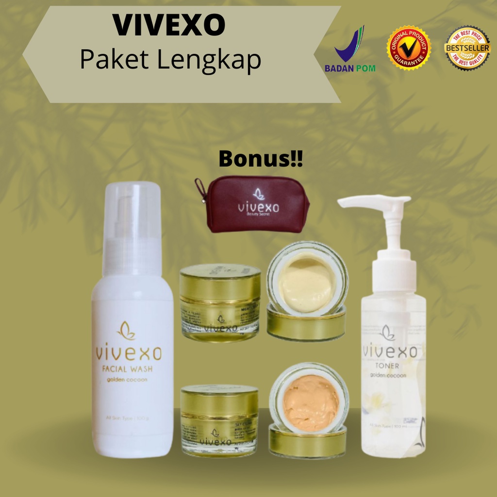 VIVEXO PAKET LENGKAP WHITENING / KRIM PEMUTIH WAJAH AMAN BPOM ORIGINAL 100%