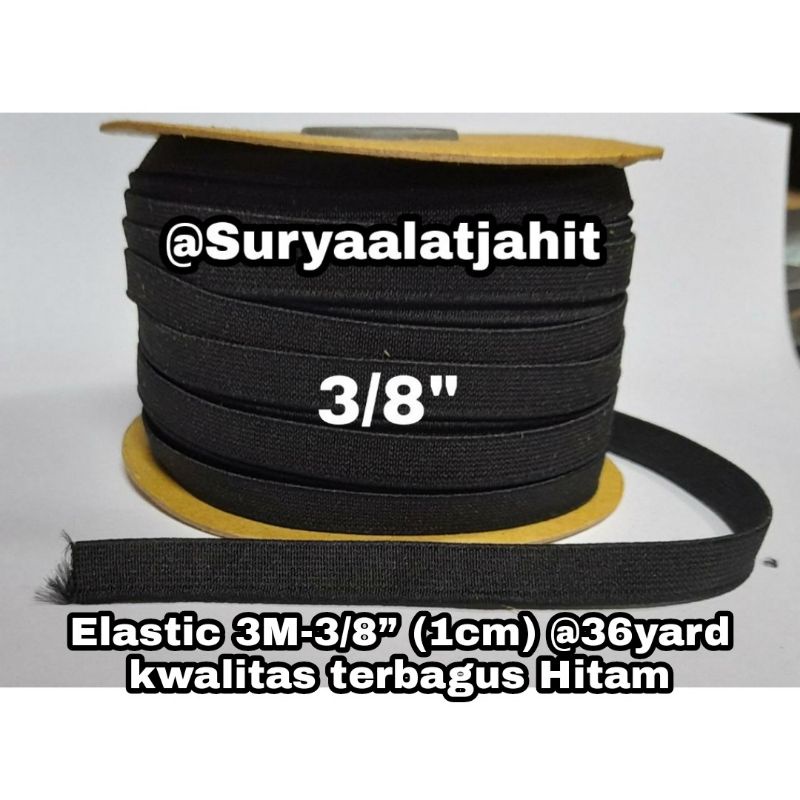 Karet 3Man 3/8in (1cm) 1Rol@36y hitam paling bagus =rp.80.850/1Rol