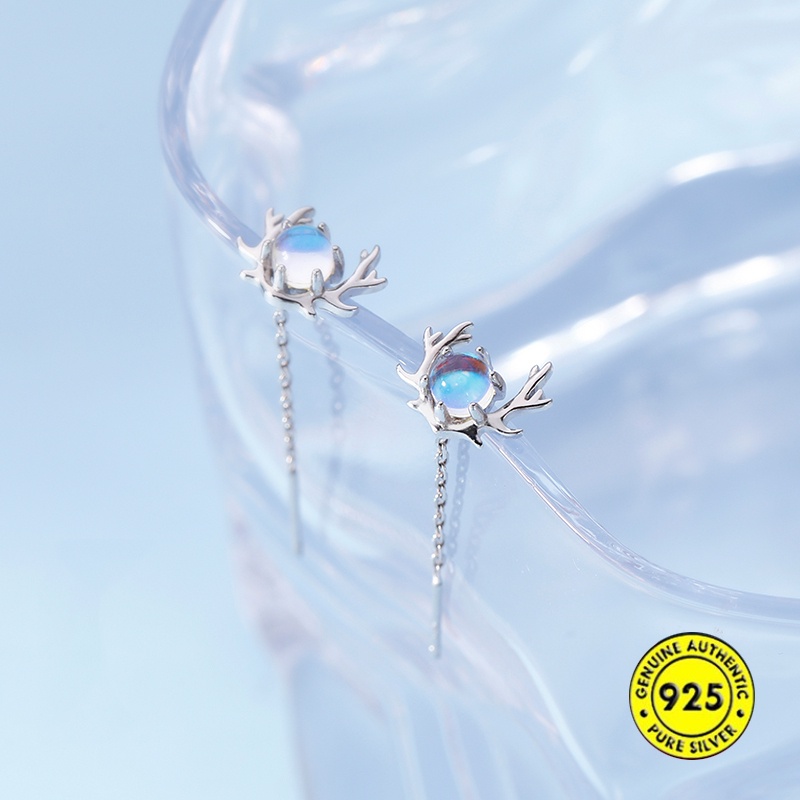 Anting Batu Bulan Bahan S925 Silver Untuk Wanita