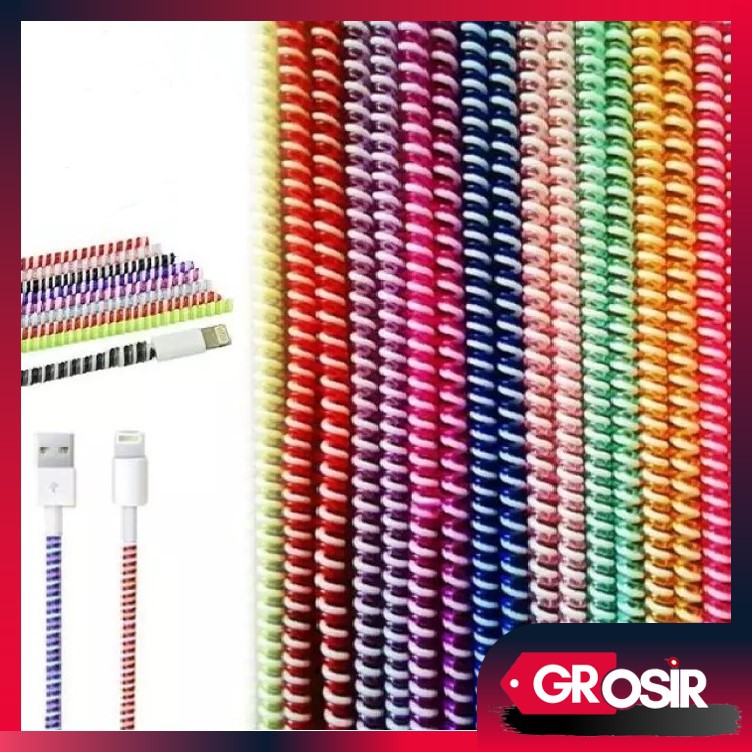 Grosir - 310 Pelindung Kabel Charger Warna / Pelilit Kabel Spiral / Cord Protector / Cable Protector