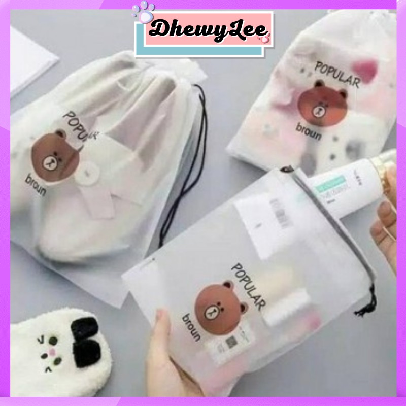 KANTONG SERUT POPULAR BROUN UK SEDANG ANTI AIR/ TRAVELLING ORGANIZER