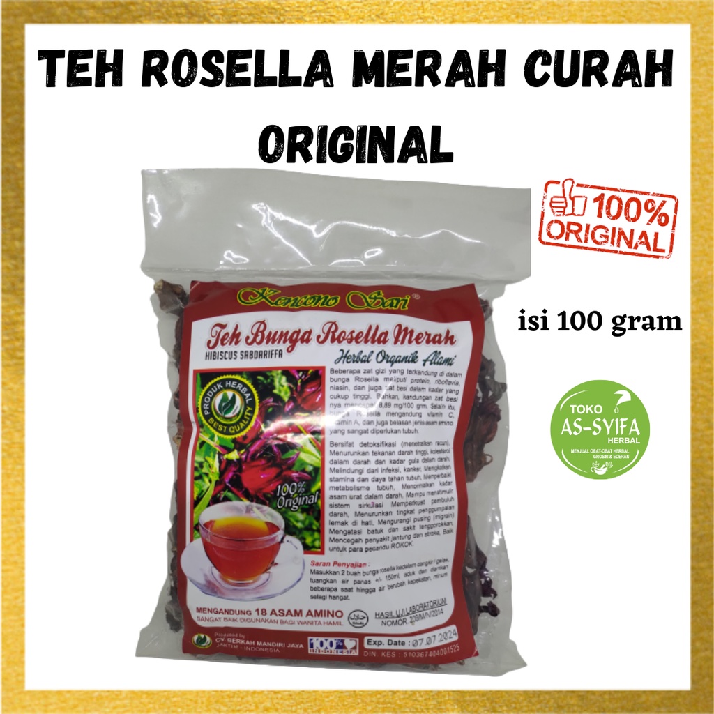 

Teh Rosella Merah Kencono Sari / Teh Bunga Rosella Merah Curah / Teh Rosella Merah Premium / Teh Rosella Untuk Diet