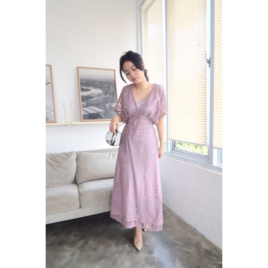 Selim Label Amira Long Dress Semi Kebaya Dress Pesta Maxi Dress Brokat