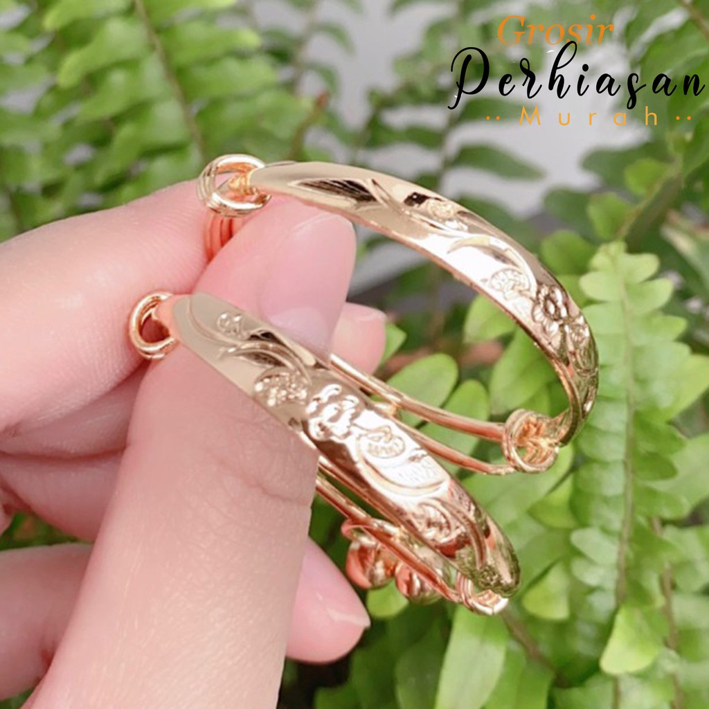 2Pcs Gelang Xuping Gold Gelang Tangan Anak Bayi Model Kerincing GA05