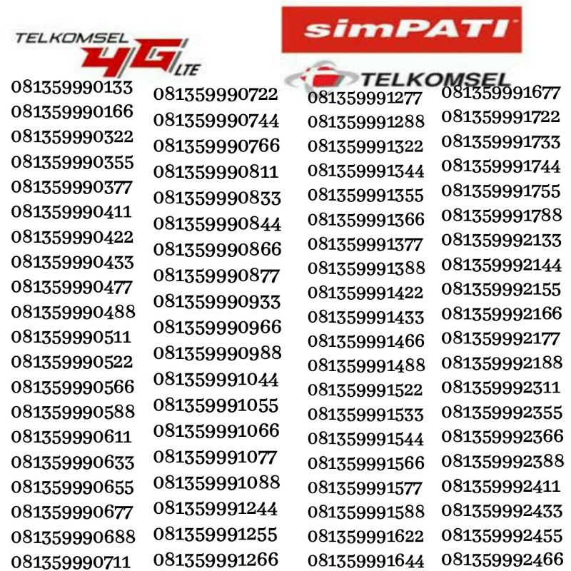 Nomer cantik Telkomsel triple 999xxaa [08135999xxaa]
