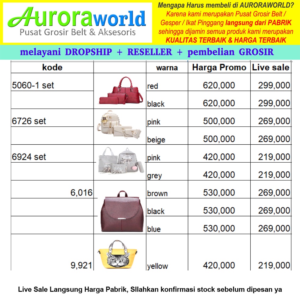 LIVE SALE AURORAWORLD BARANG BERKUALITAS HARGA TERJANGKAU SEMUA PASTI DISCOUNT, DIJAMIN PALING MURAH