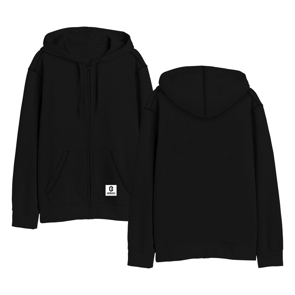 BRIGO Zipper Jumper Hoodie Basic II Sweater Hoodie Resleting BRIGO Polos Sablon DTF Fleece Cotton M-XXL (Pria &amp; Wanita) Free stiker&amp;Gantungan Kunci