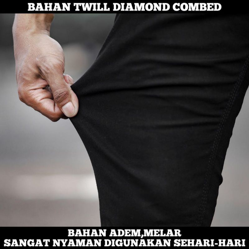 CELANA CHINO Panjang Pria Slimfit KERJAHARIAN Santai Casual Formal Hitam Abu Cream Mocca Size 27-38