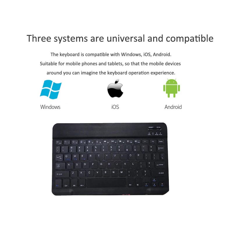 Keyboard Wireless Bluetooth Rechargeable 10 Inch - JP100 - Black