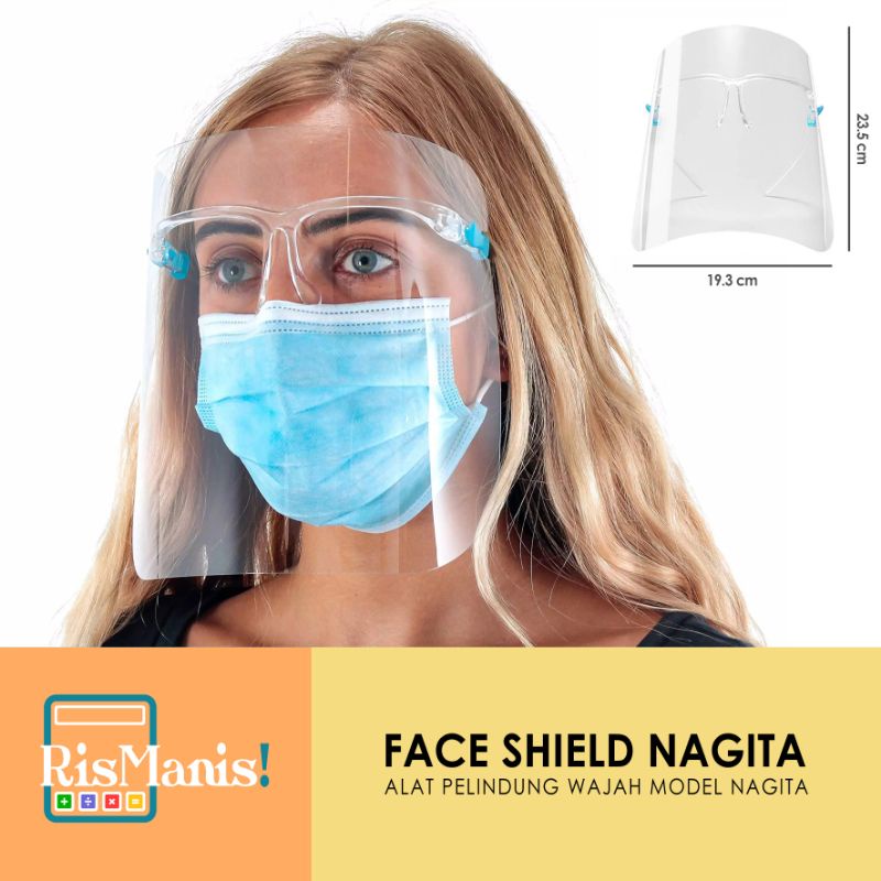 FACE SHIELD NAGITA - Kacamata Pelindung Wajah Model Gigi Mika Tebal Anti Fogging Nyaman Bebas Embun