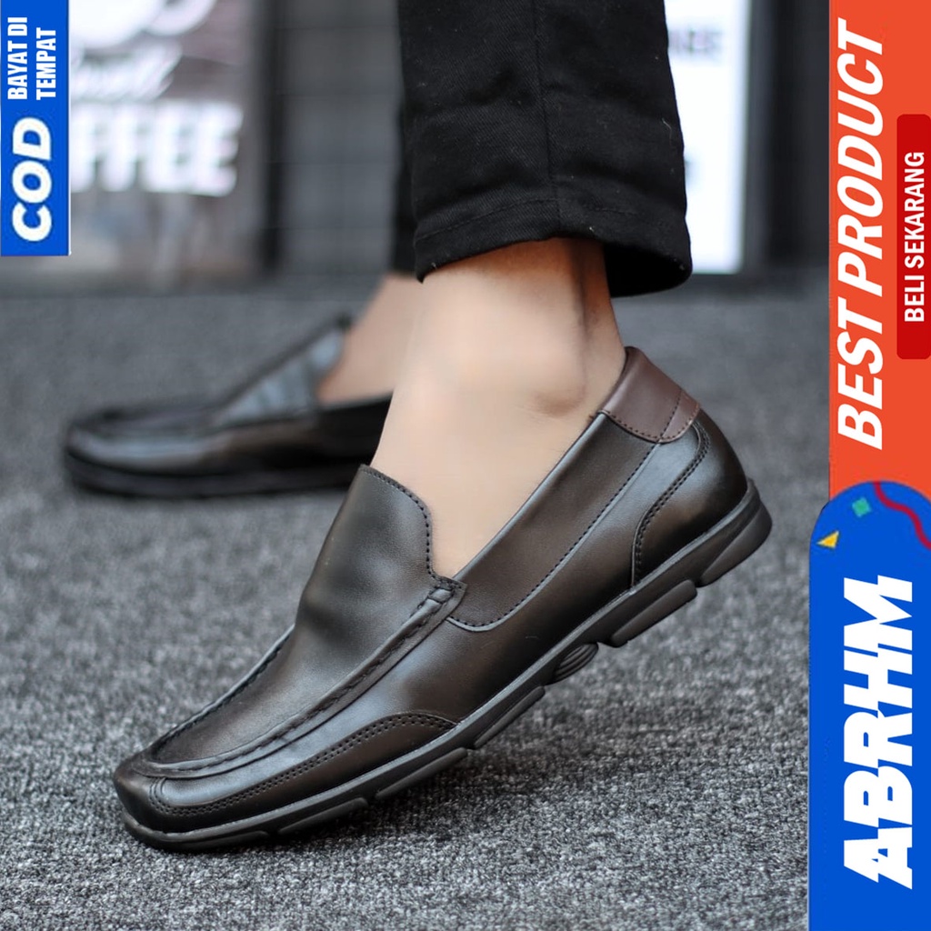 Sepatu Pantofel Hitam Kerja Formal Pria Abrhm Drain