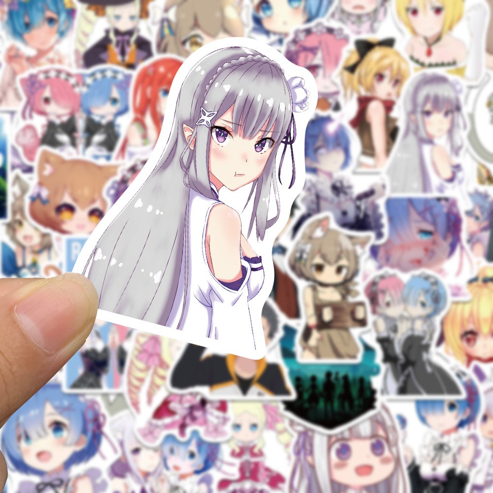 50pcs RE ZERO Starting Life in Another World Stickers for Snowboard Luggage bike WaterBottle Decoration Stickers