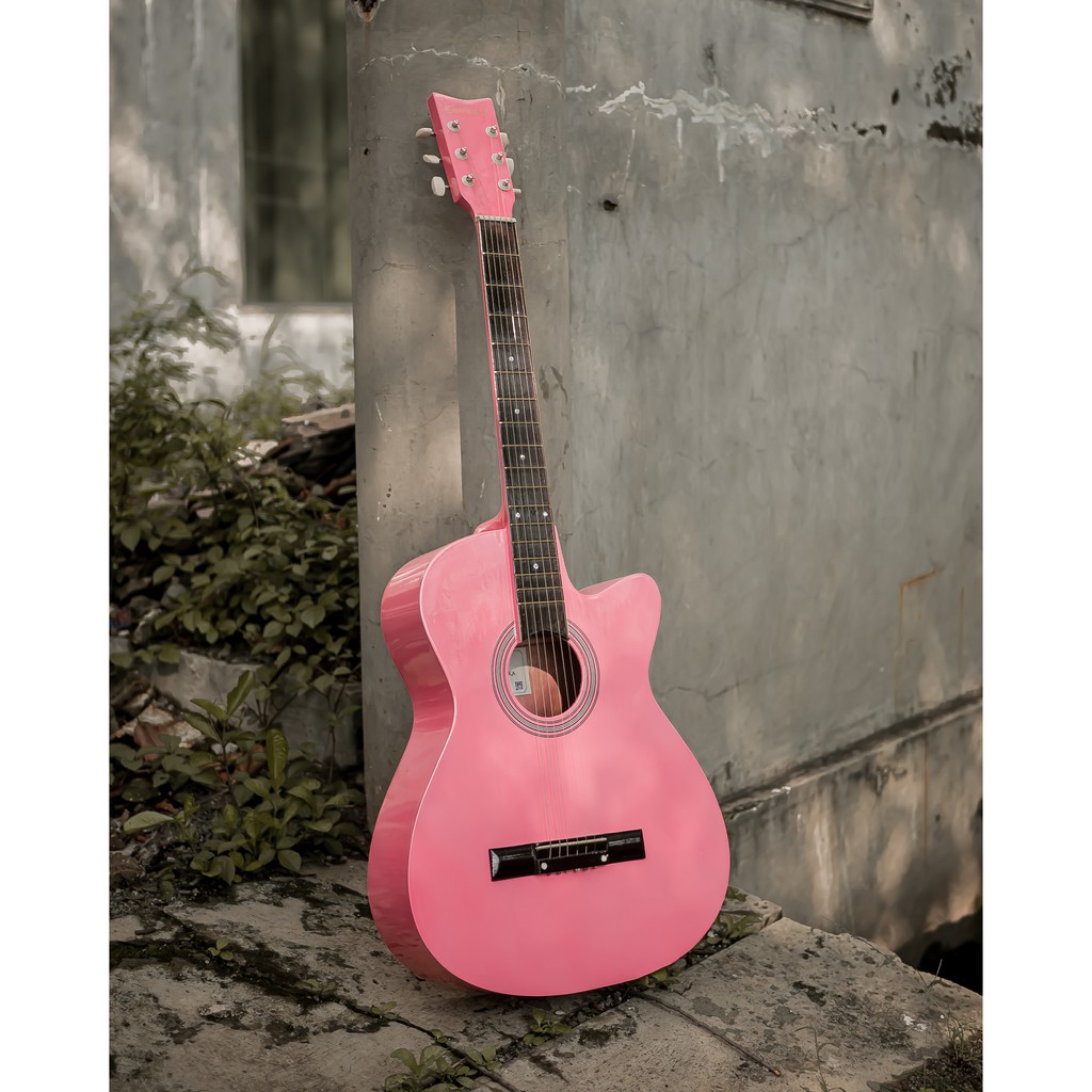 [PAKET KOMPLIT] Gitar Akustik Pemula PASTEL PINK Series Full Set