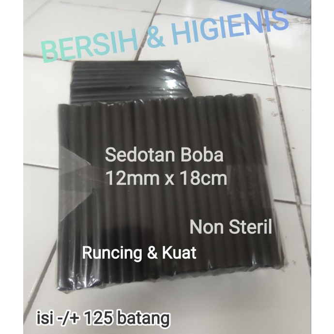 SEDOTAN HITAM BUBBLE NON STERIL 12MM &amp; 8MM X 18CM SEDOTAN BOBA