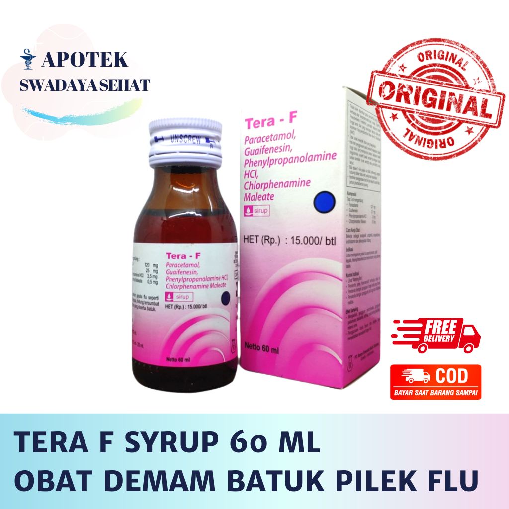 TERA F SYRUP 60ML - Obat Demam Batuk Pilek Flu Hidung Tersumbat Sirup