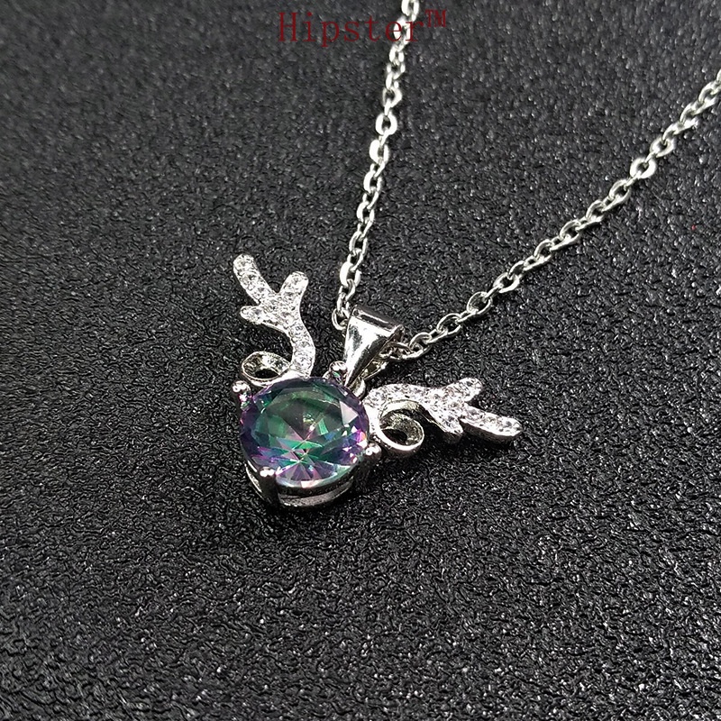 Hot Sale Fashion Classic Moissanite Antlers Pendant White Gold Necklace