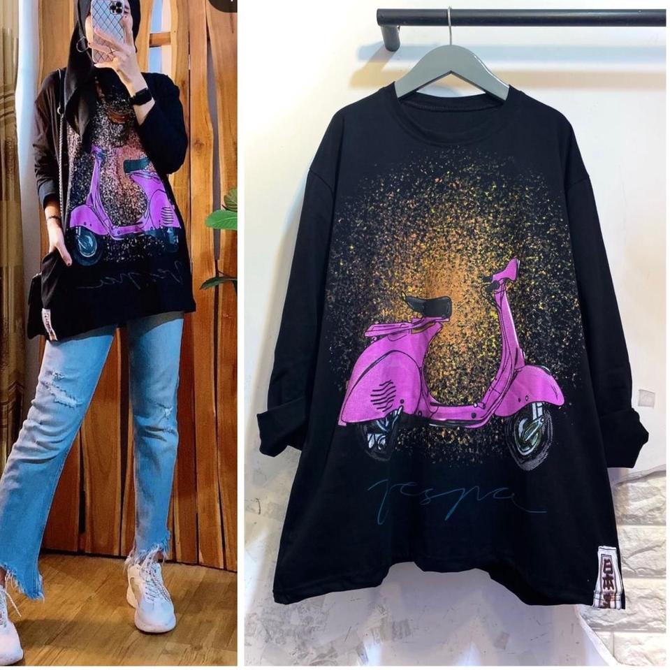 SALEE.. WS atasan wanita tunik Vespa jaman dulu klasik bahan katun premium/Kaos fit to XL jumbo/Top 