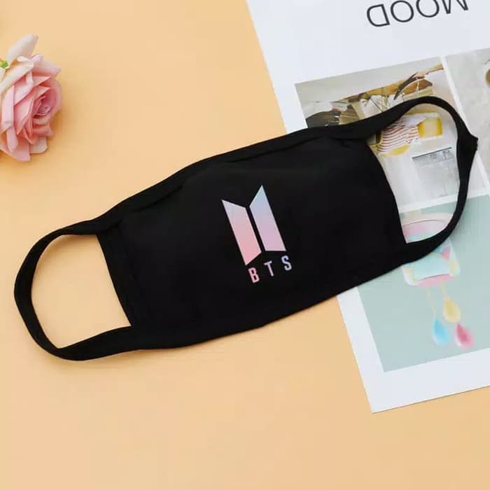 Masker Hitam KPOP Korea Motif Logo BTS - Cute Fashion Black Mask