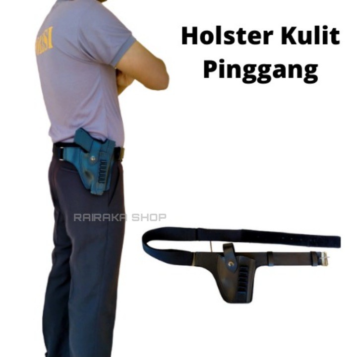 Holster Sarung Pistol Kulit Pinggang Single