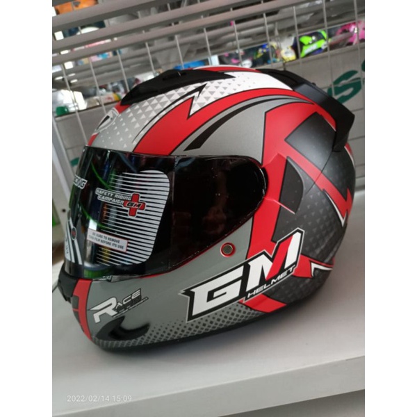 Helm GM Race Pro Black doff Fullface Visor darsmoke