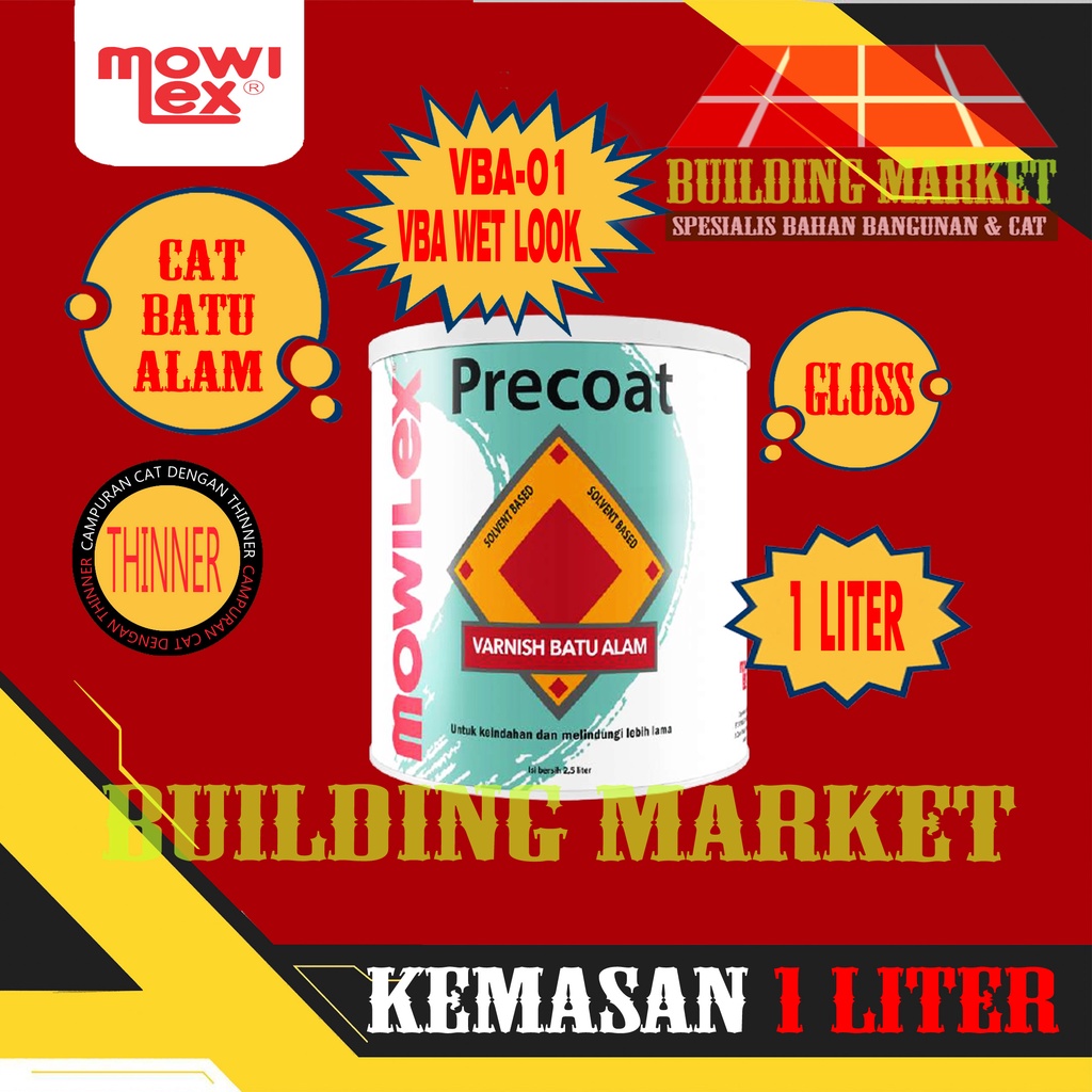 VERNISH BATU ALAM CAT PELAPIS BATU ALAM CAT BATU ALAM MOWILEX VB-01 WET LOOK 1 LITER